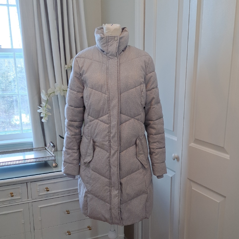 Barbour Womens Sternway Grey Print Quilted Winter‎ Parka Coat Zip/Snap S-8